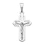 14K White Gold Crucifix Pendant with Rhodium Plating  Solid, Casted