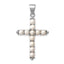 Sterling Silver Rhodium-Plated Pearl Cross Pendant Elegant & Polished