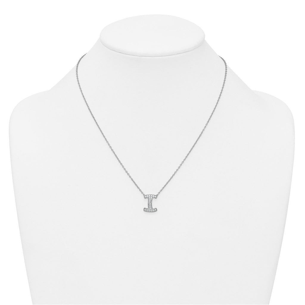 14k White Gold 1/3 carat Lab Grown Diamond VS+ F+ Complete Letter I 18 inch Initial Necklace
