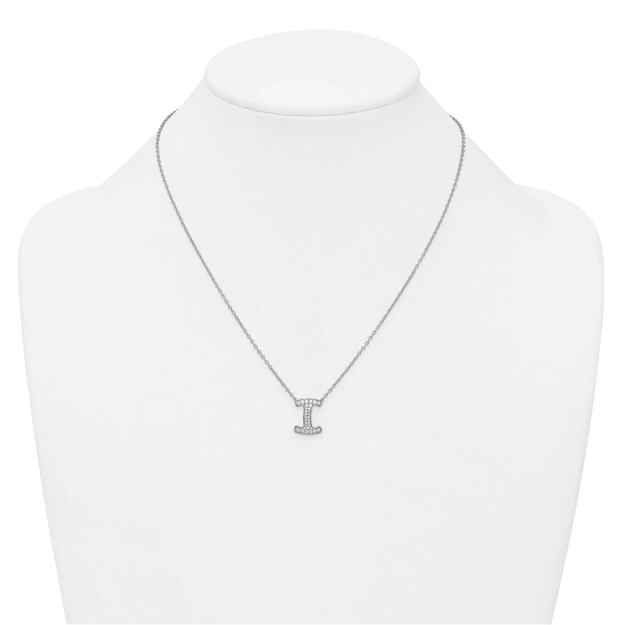 14k White Gold 1/3 carat Lab Grown Diamond VS+ F+ Complete Letter I 18 inch Initial Necklace