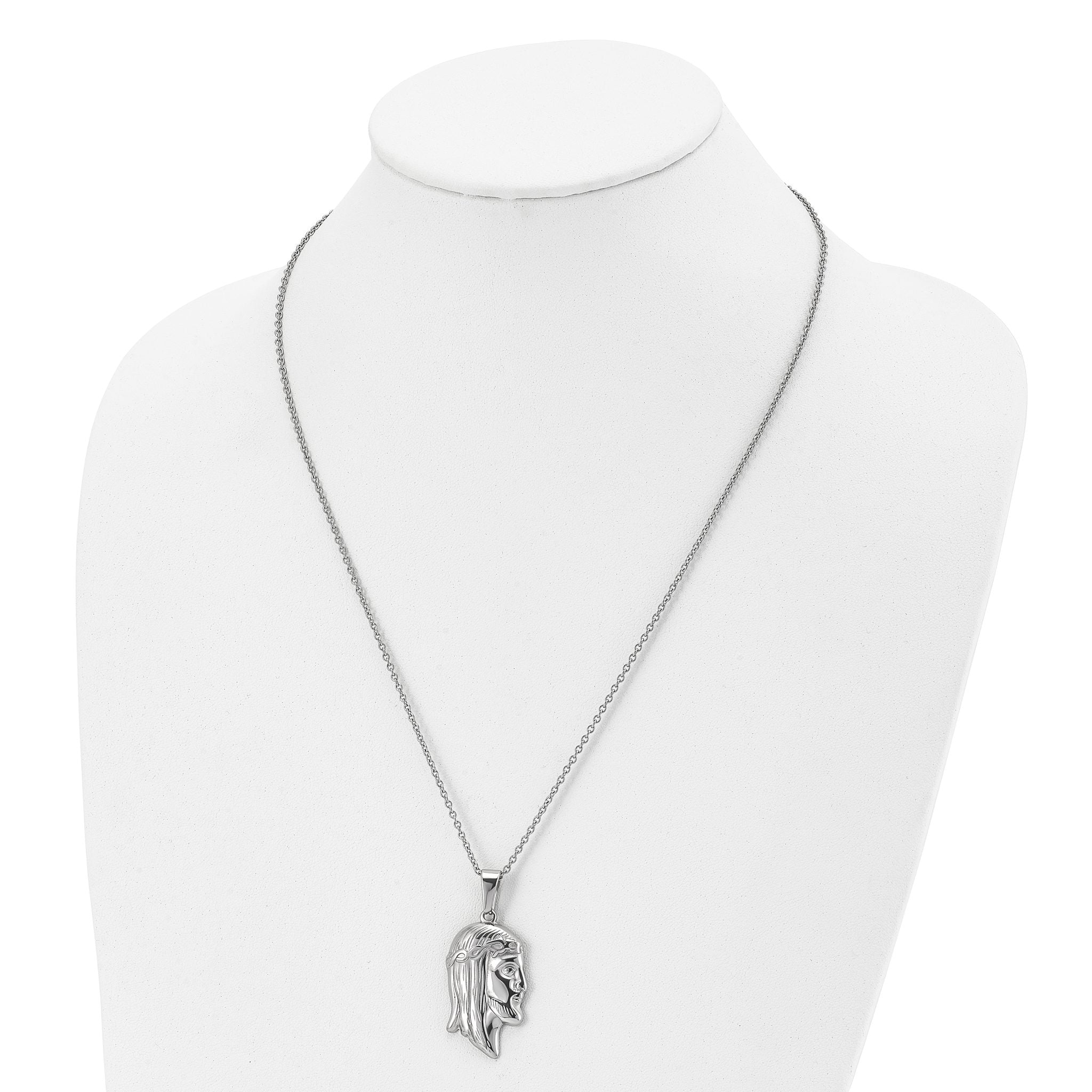 Chisel Stainless Steel Polished Jesus Silhouette Pendant on a 22 inch Cable Chain Necklace