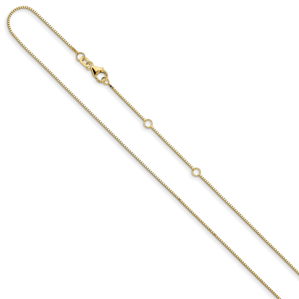 14K .85mm Box 1in+1in Adjustable Chain