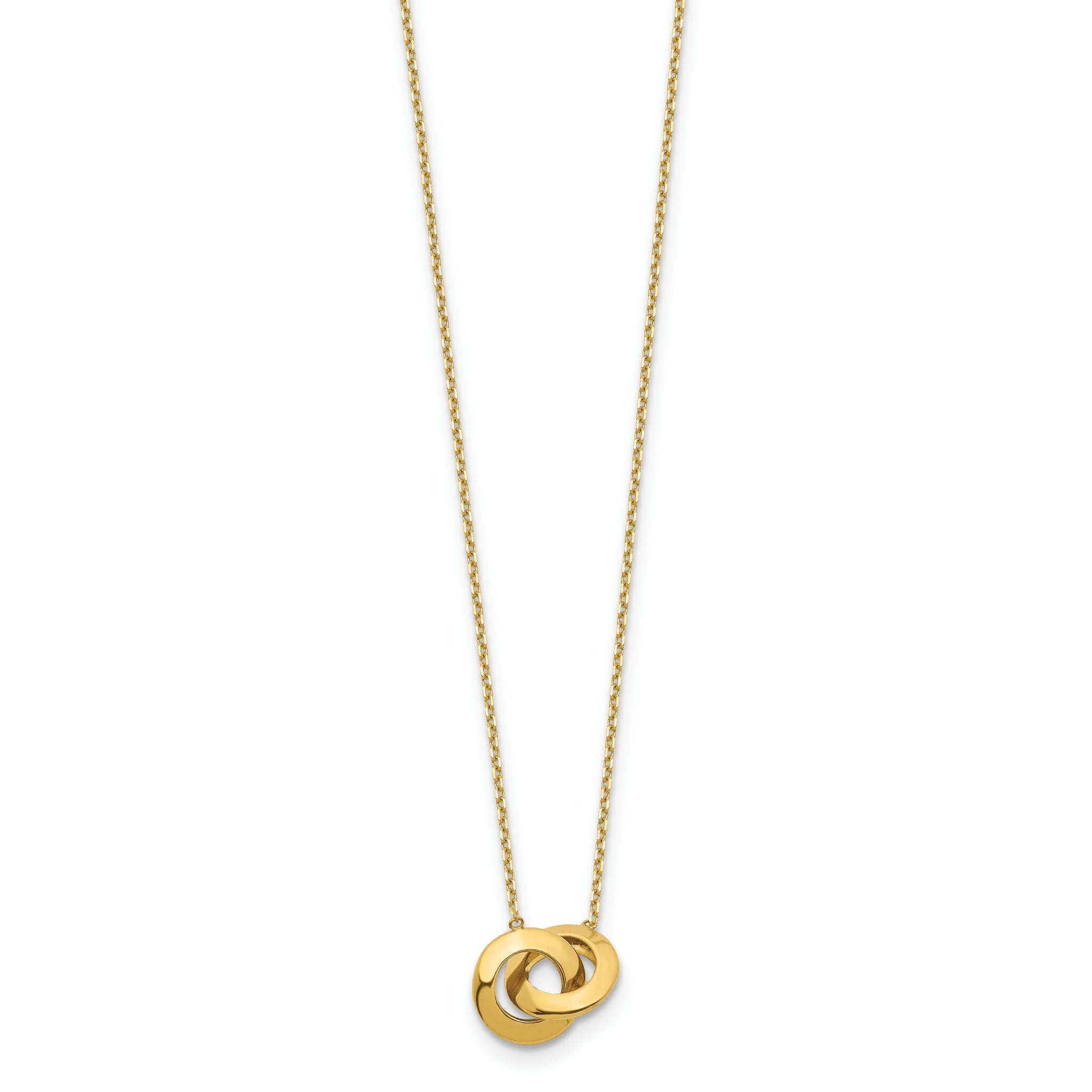 14K Gold Polished Interlocking Circle Necklace with Extender Secondary image