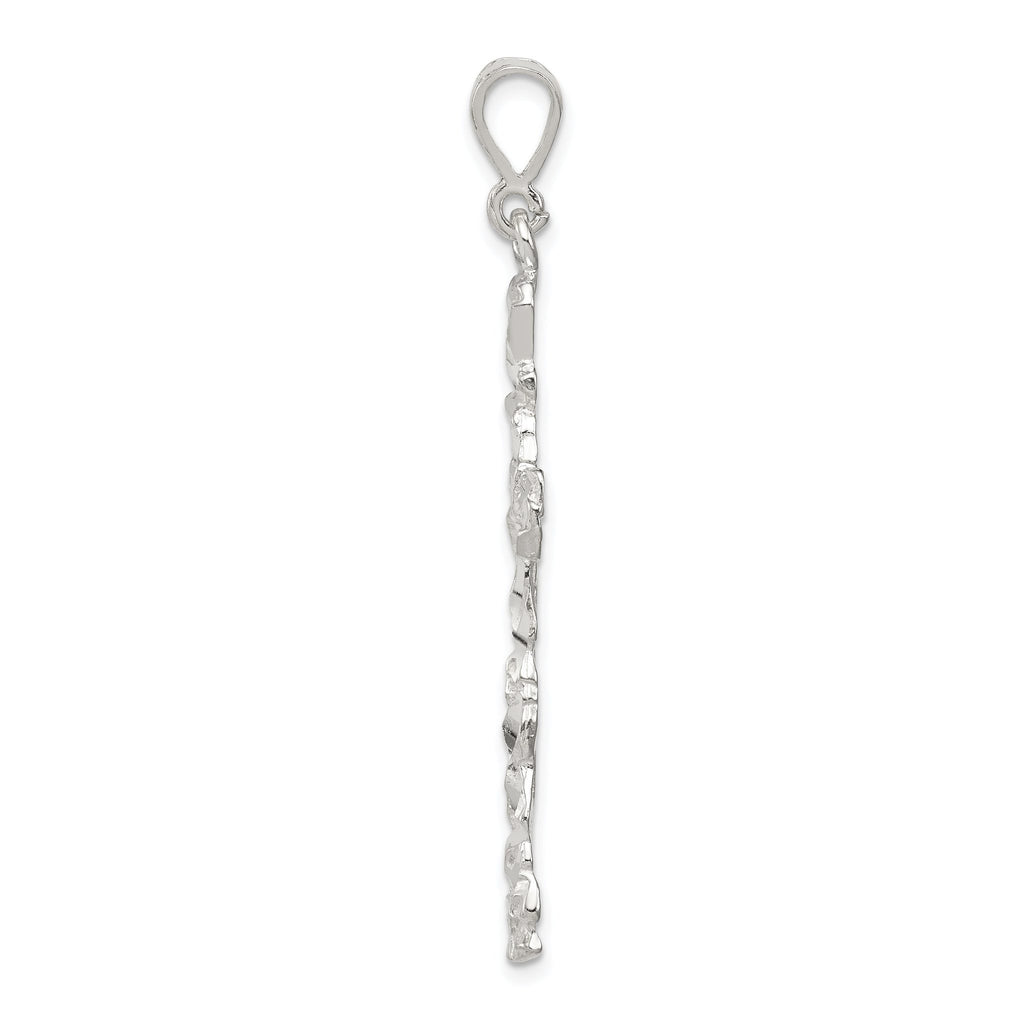 Sterling Silver 925 Diamond-Cut Cross Pendant with Polished Anti-Tarnish Finish
