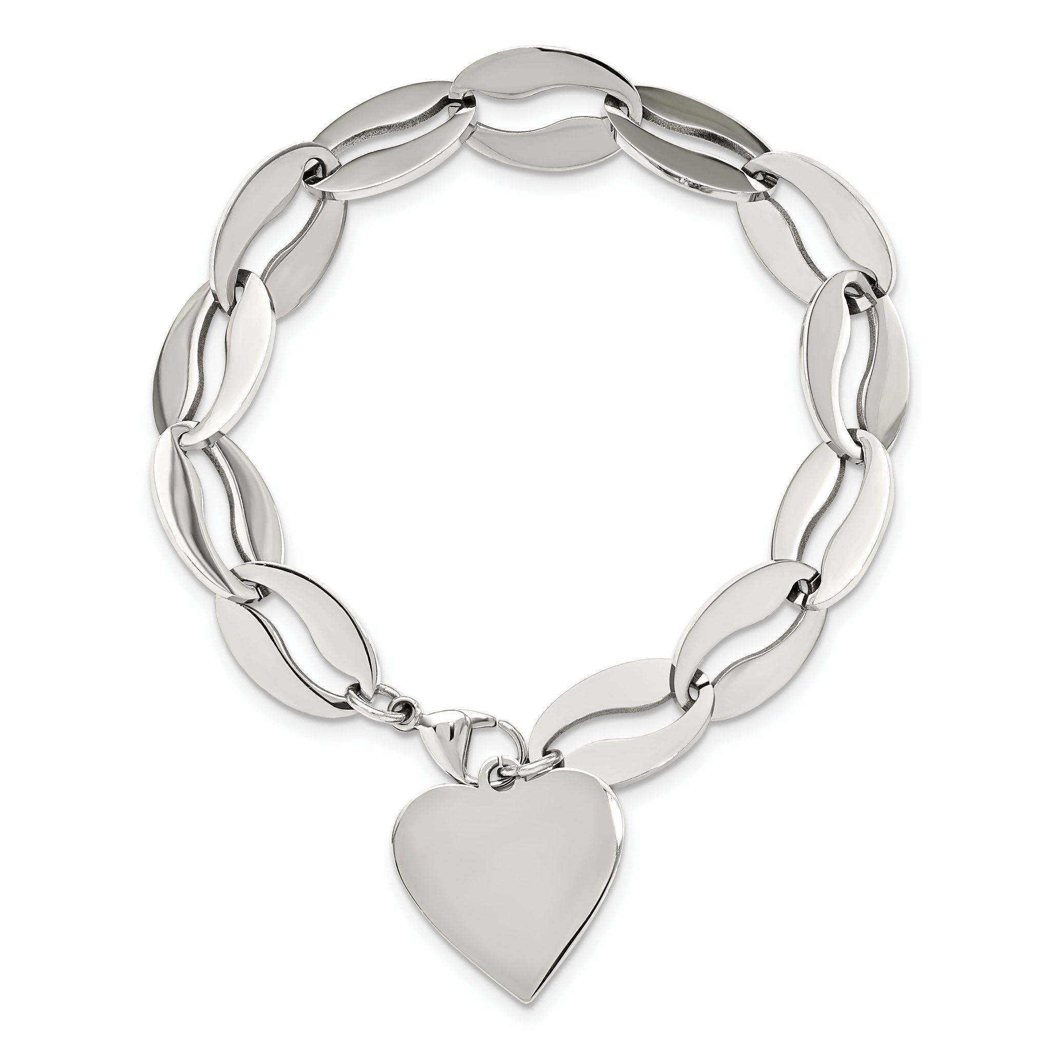 Stainless Steel Polished Heart Bracelet for Women