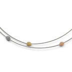 Sterling Silver Two-Tone Mesh Necklace with Bead Accents
