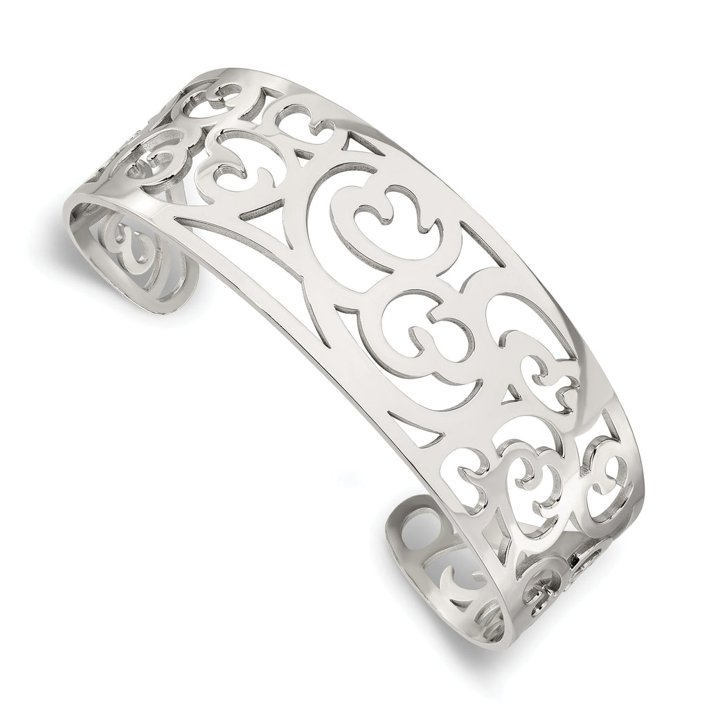 Stainless Steel Polished Fancy Cuff Bracelet for Women