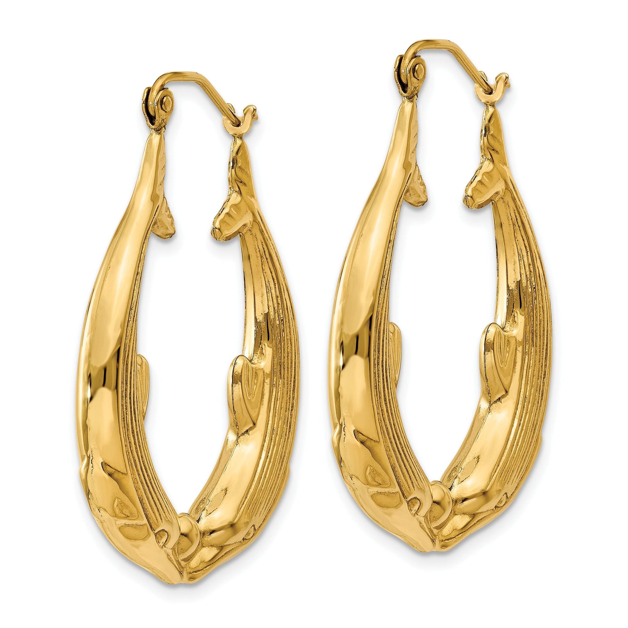 14K Gold Polished Dolphin Hoop Earrings for Women Elegant Style Secondary image
