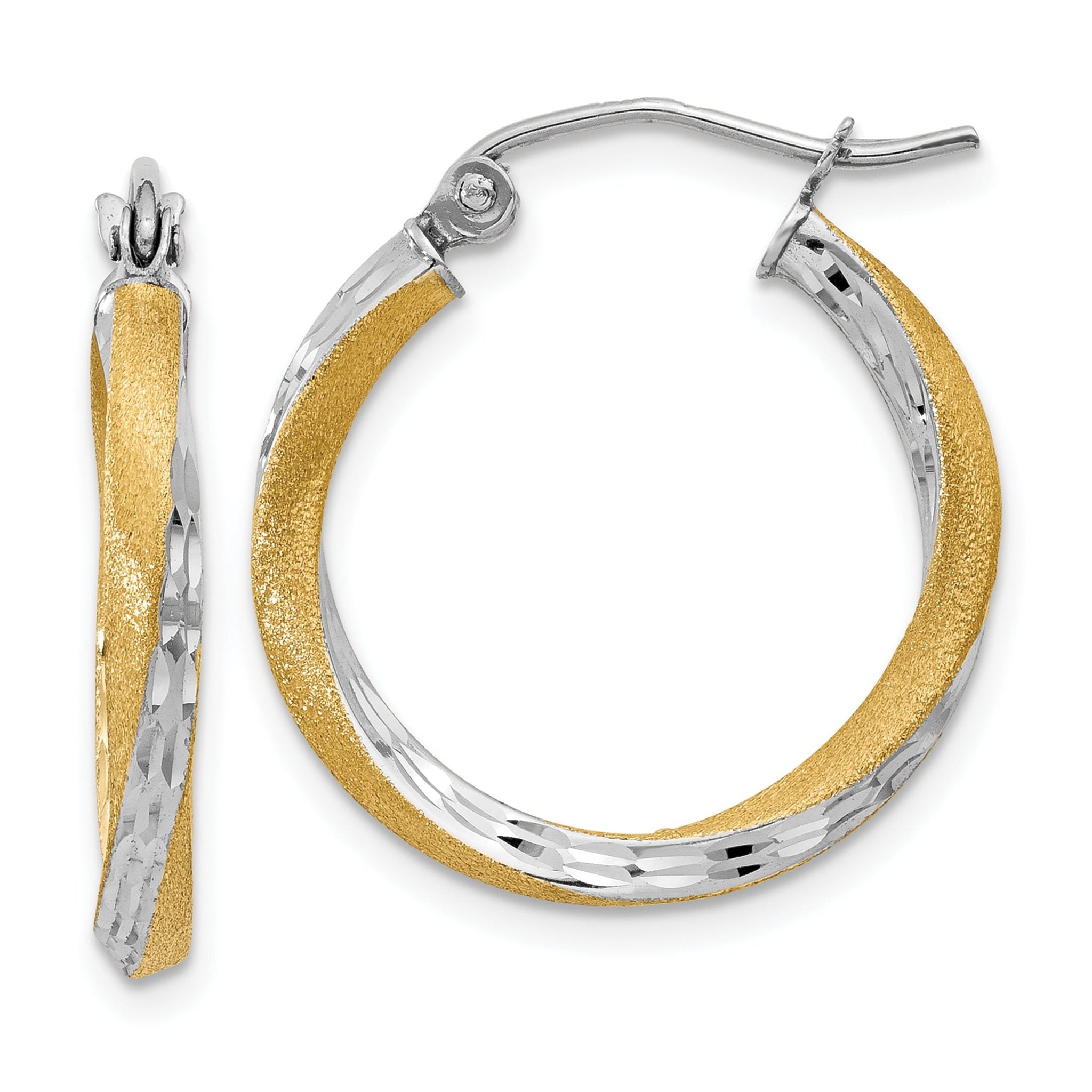 14k & Rhodium Diamond-cut 2.5mm Twisted Hoop Earrings Main image