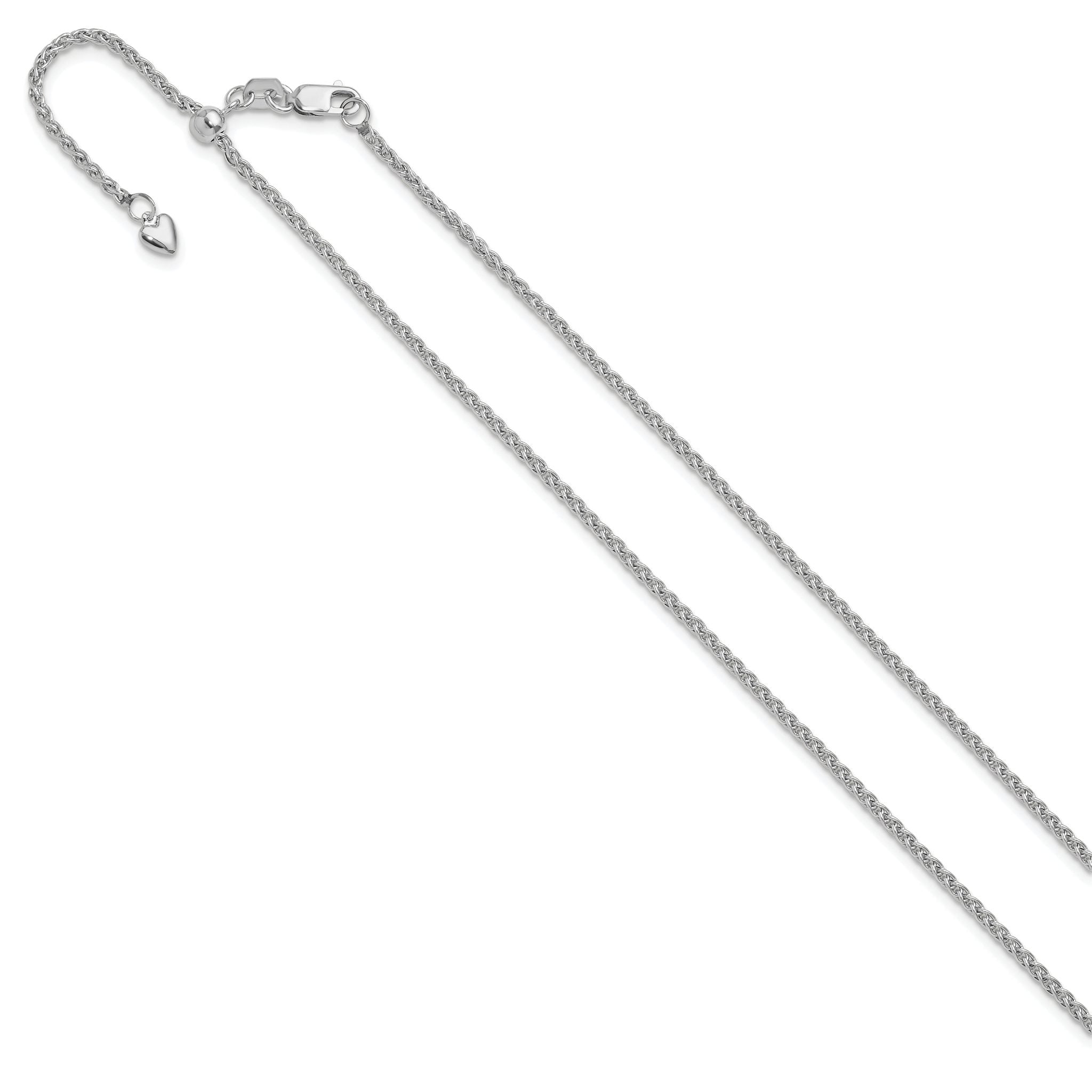 14K White Gold Adjustable 1.6mm Semi-solid Spiga Chain Secondary image