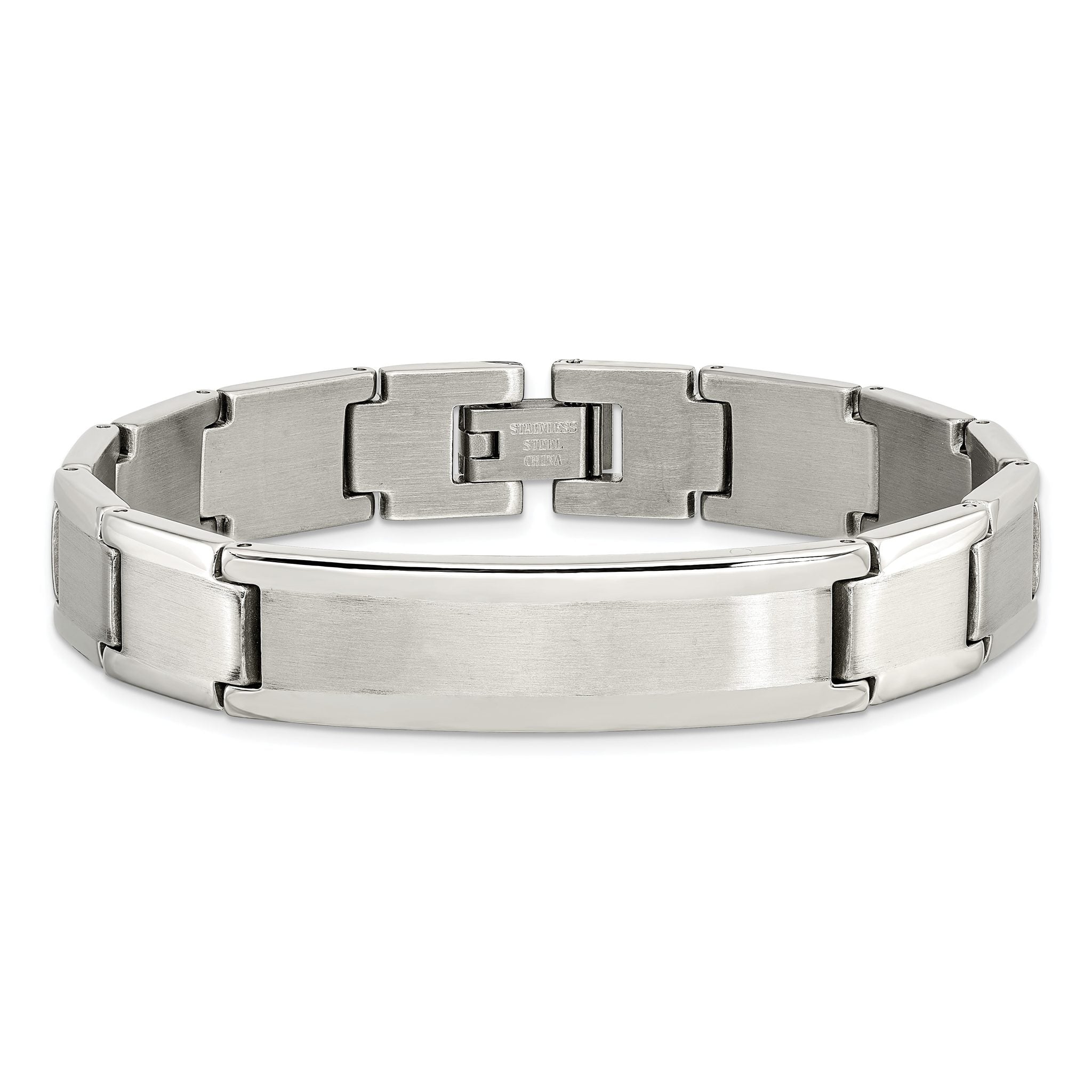 Stainless Steel Brushed and Polished ID Bracelet for Men