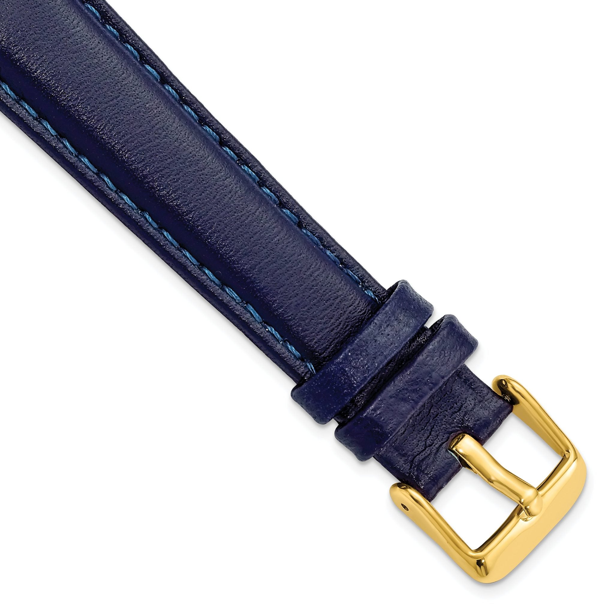 Navy Glove Leather Watch Band in 19mm with Gold-Tone Buckle