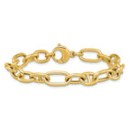 14K Polished Mixed Oval and Anchor Link Bracelet