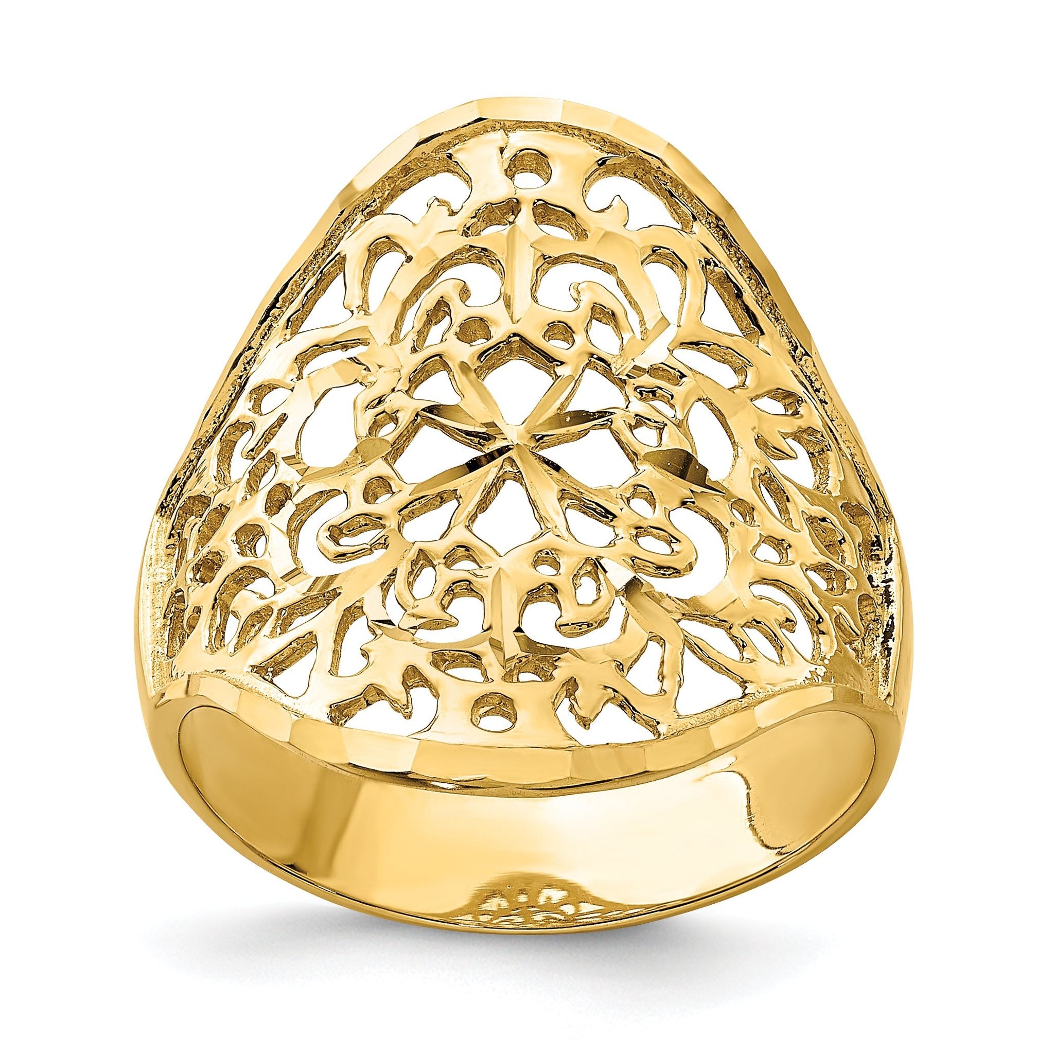 14K Polished Filigree Ring Main image