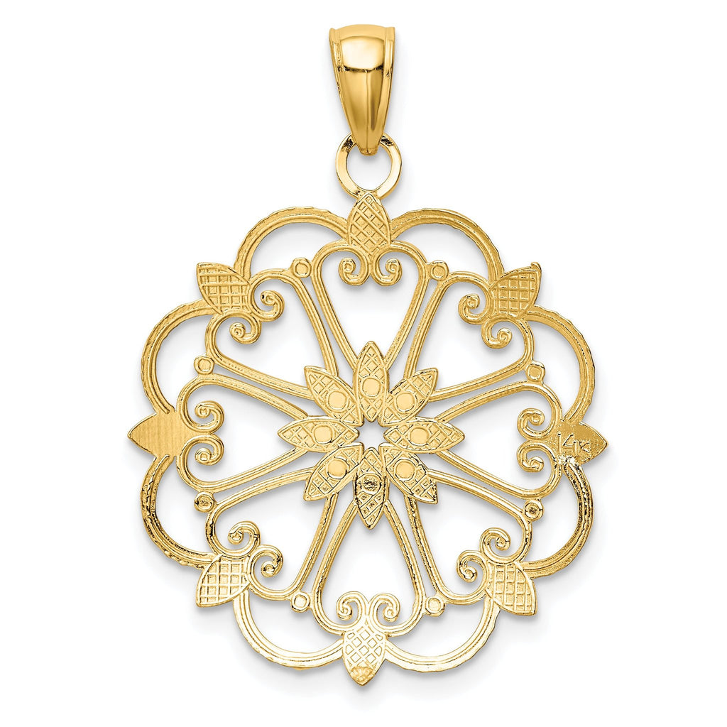 14K and White Rhodium Starburst Pendant