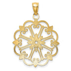 14K and White Rhodium Starburst Pendant