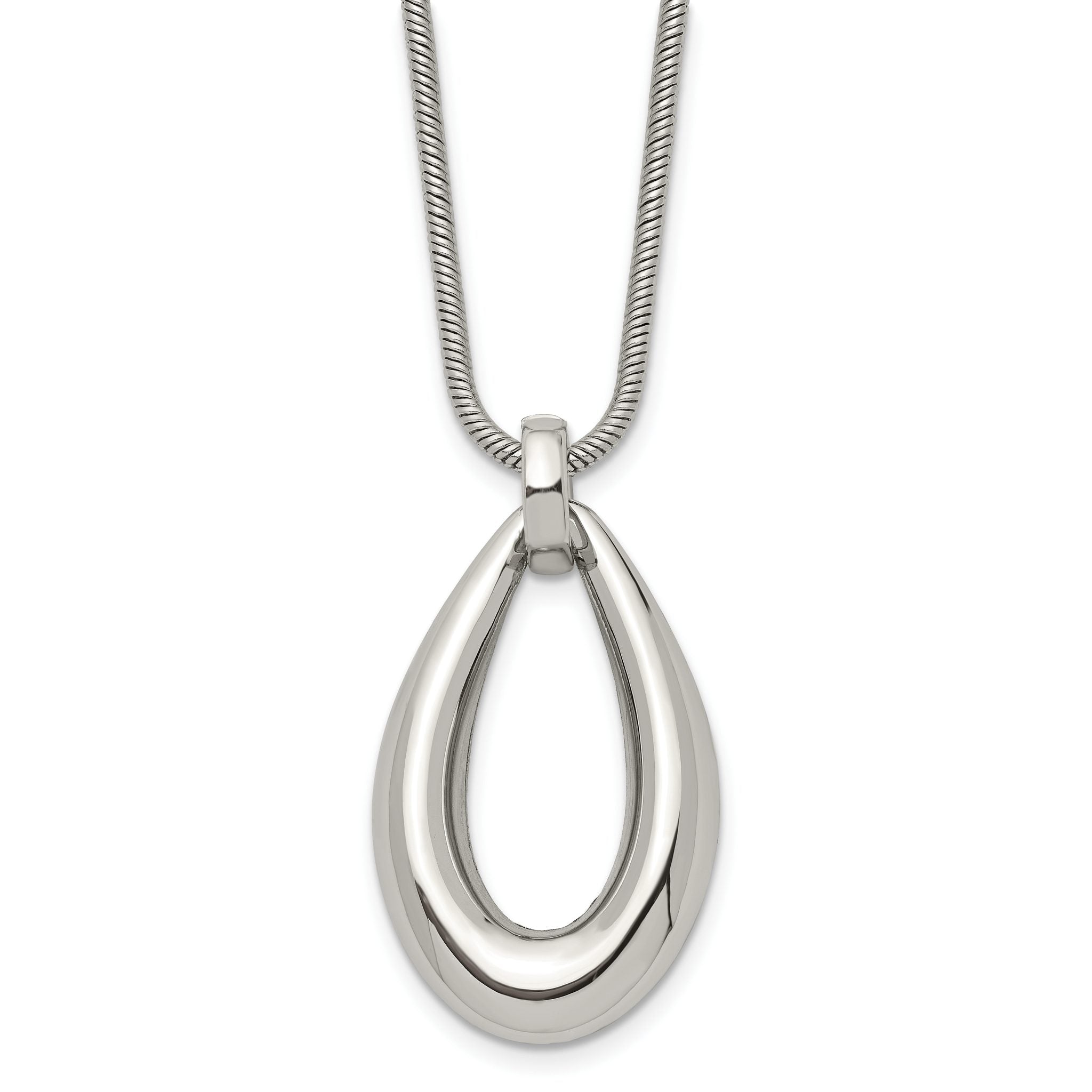 Stainless Steel Polished Teardrop Dangle 24in Necklace Main image