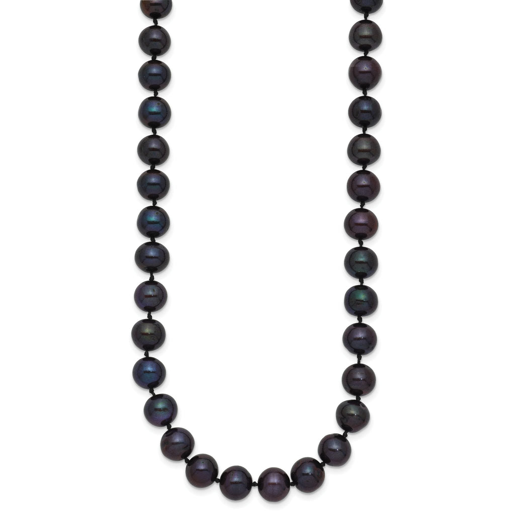 14K Yellow Gold Black Freshwater Cultured Pearl Necklace 7-8mm