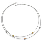 Sterling Silver Two-Tone Mesh Necklace with Bead Accents