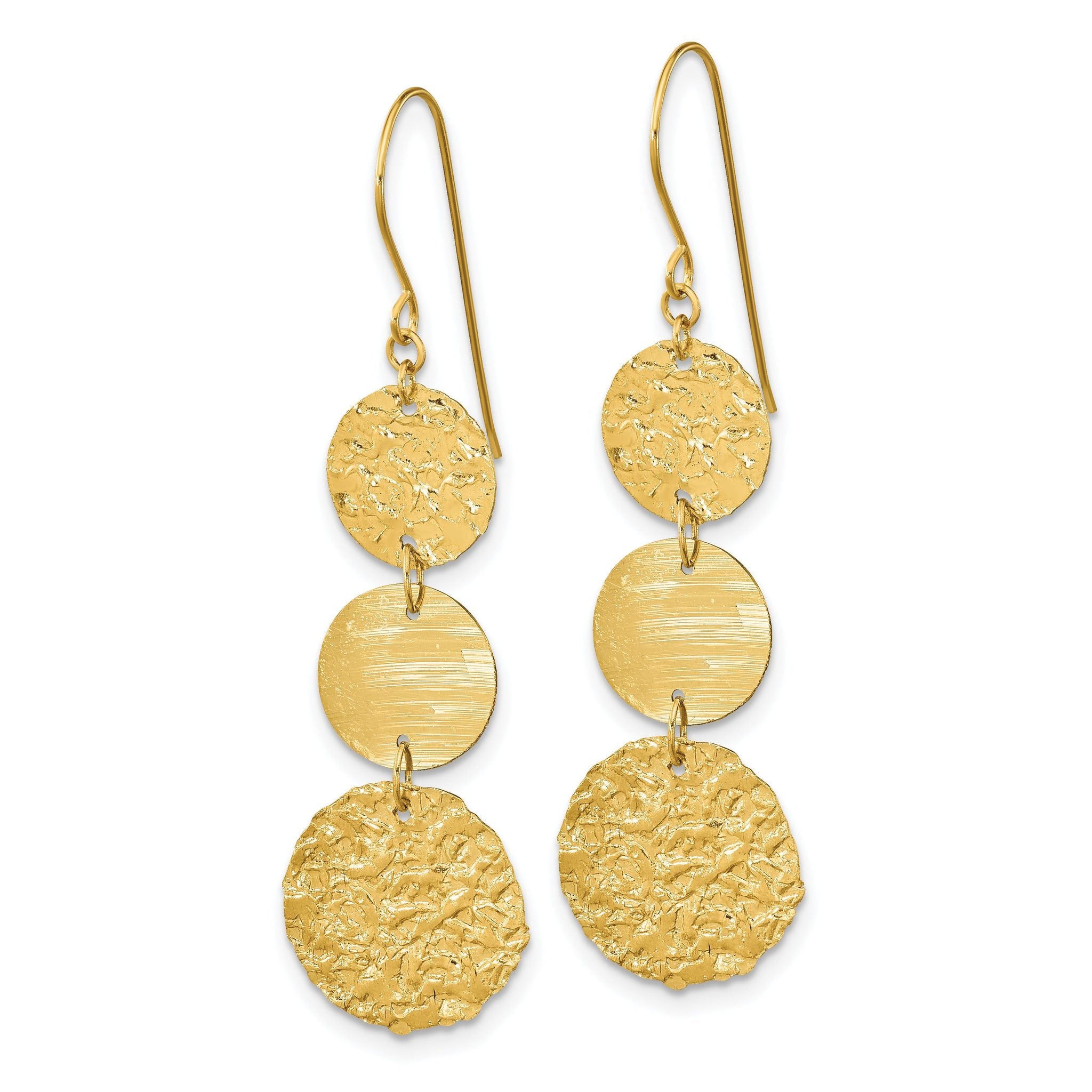 14K Gold Women's Solid Circle Drop Dangle Earrings with Elegant French Wire Secondary image
