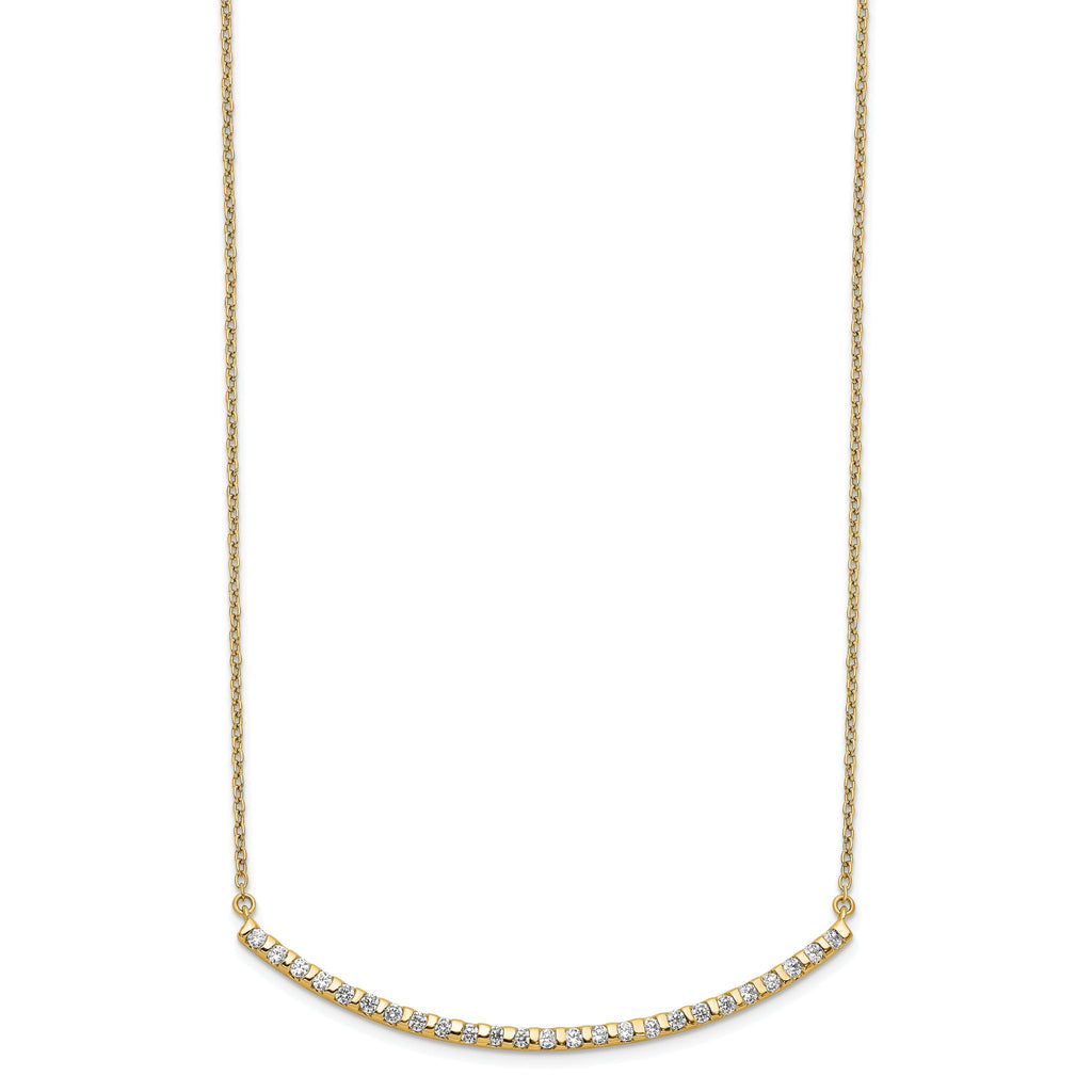 14k 1/2 carat Lab Grown Diamond VS/SI+ G+ Complete 18 inch Curved Bar Necklace