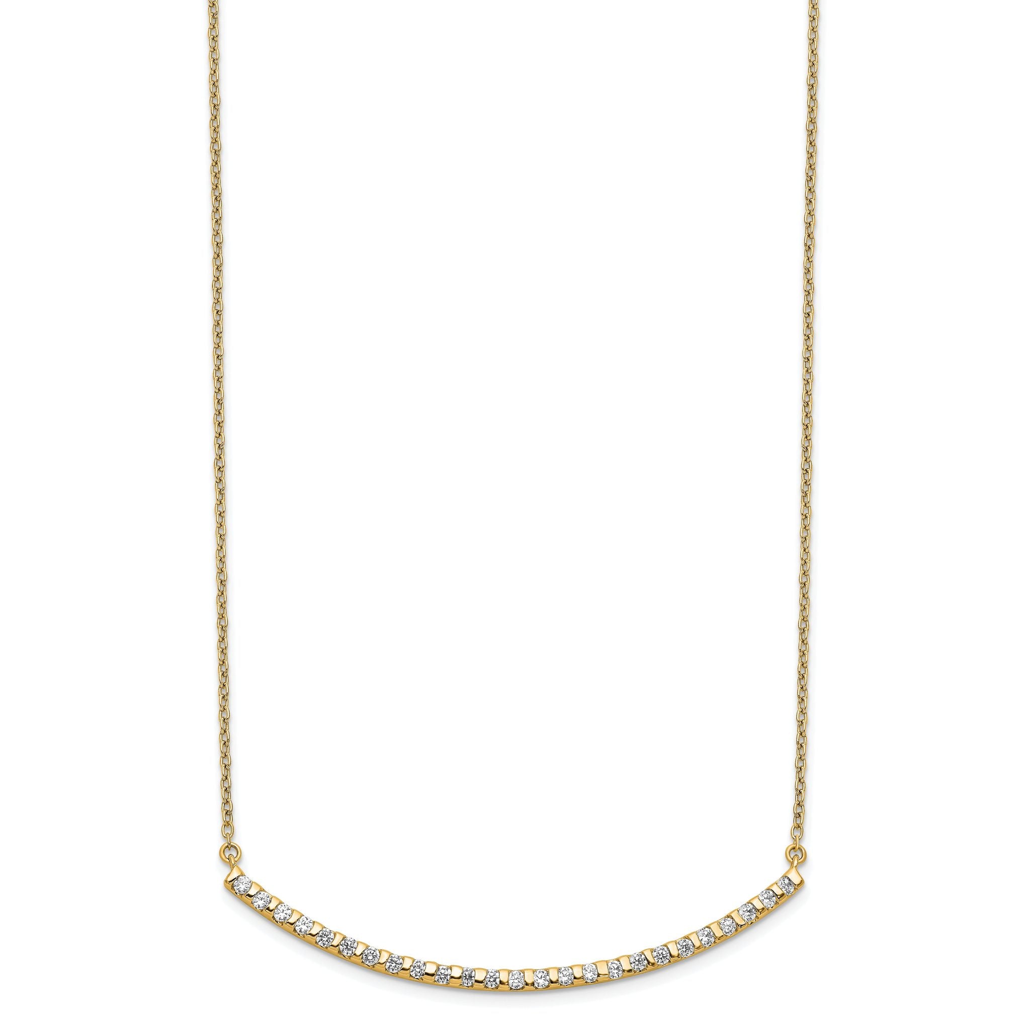 14k 1/2 carat Lab Grown Diamond VS/SI+ G+ Complete 18 inch Curved Bar Necklace