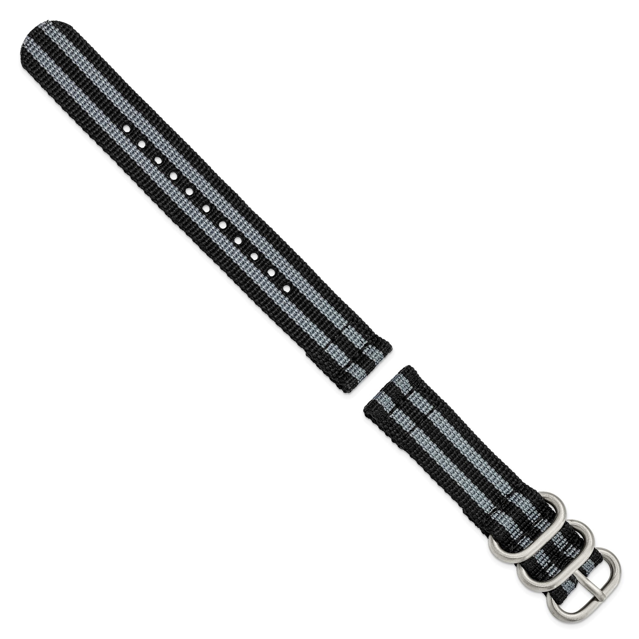 Two-Piece Ballistic Nylon Watch Band in Black & Grey, 24mm Secondary image