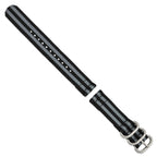 Two-Piece Ballistic Nylon Watch Band in Black & Grey, 24mm