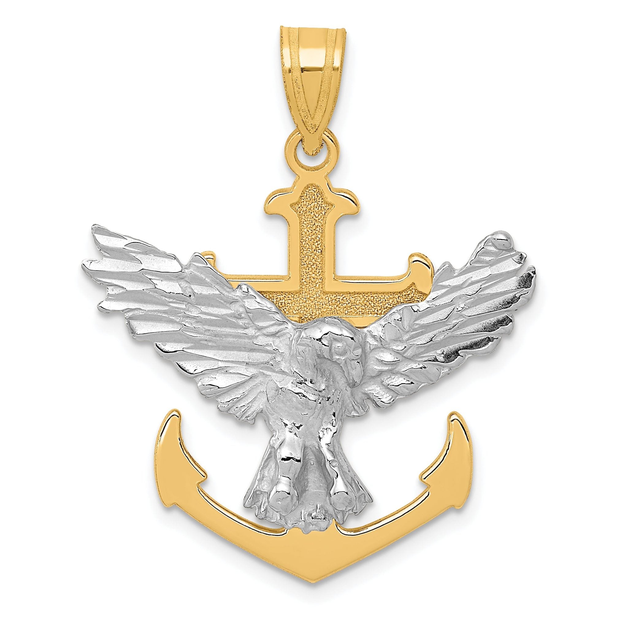 14K Two-Tone Gold Mariners Cross Pendant with Eagle 35mm Main image