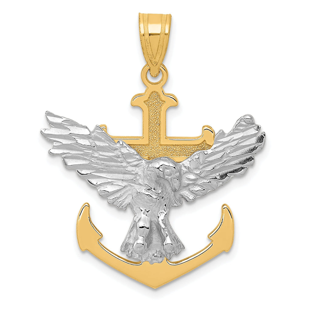 14K Two-Tone Gold Mariners Cross Pendant with Eagle 35mm