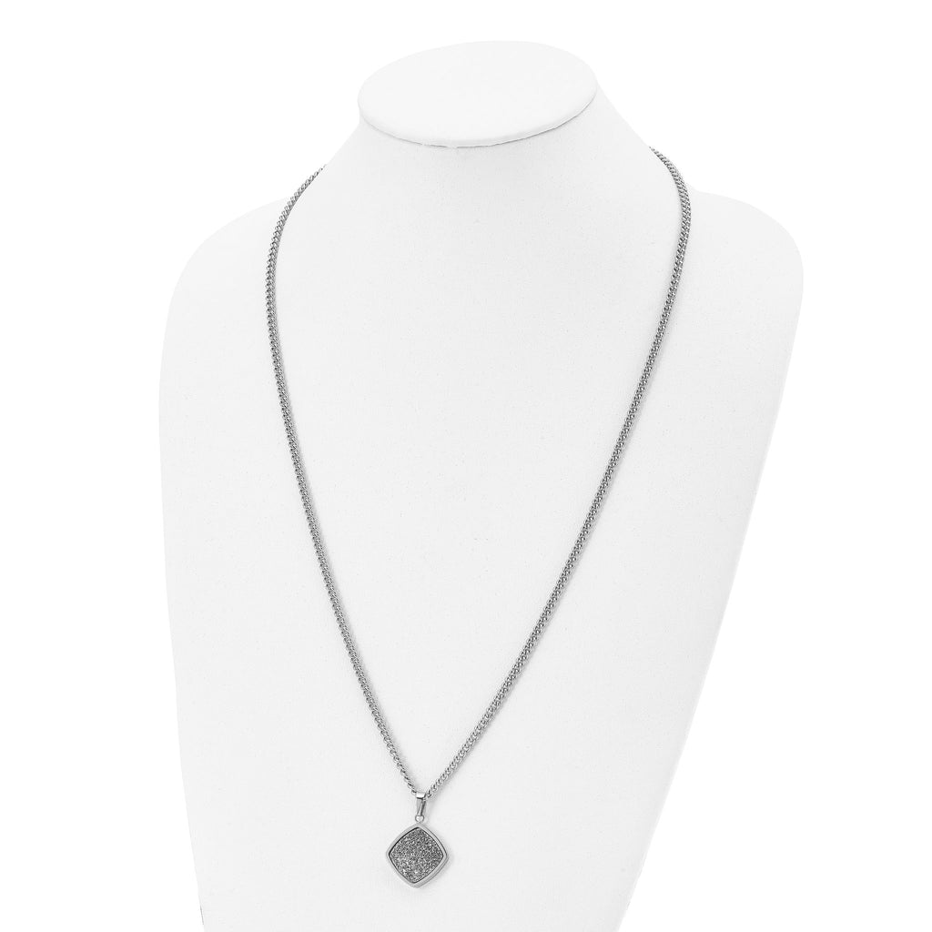 Silver Druzy Necklace in Stainless Steel