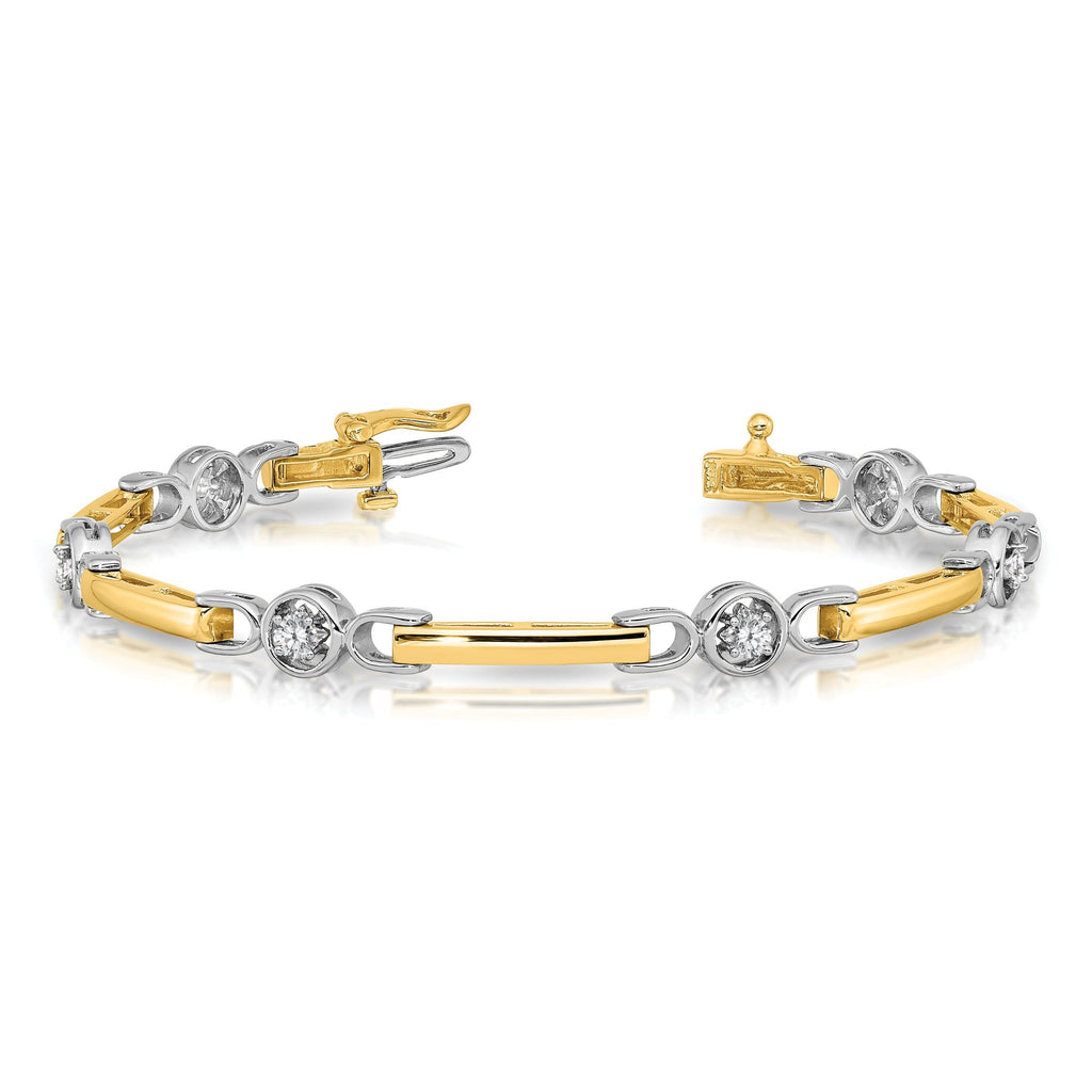 14k Two-tone AA Diamond Fancy Tennis Bracelet