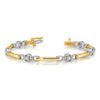 14k Two-tone AA Diamond Fancy Tennis Bracelet