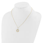 10K w/White Rhodium Polished Bar w/Circle Pendant Necklace