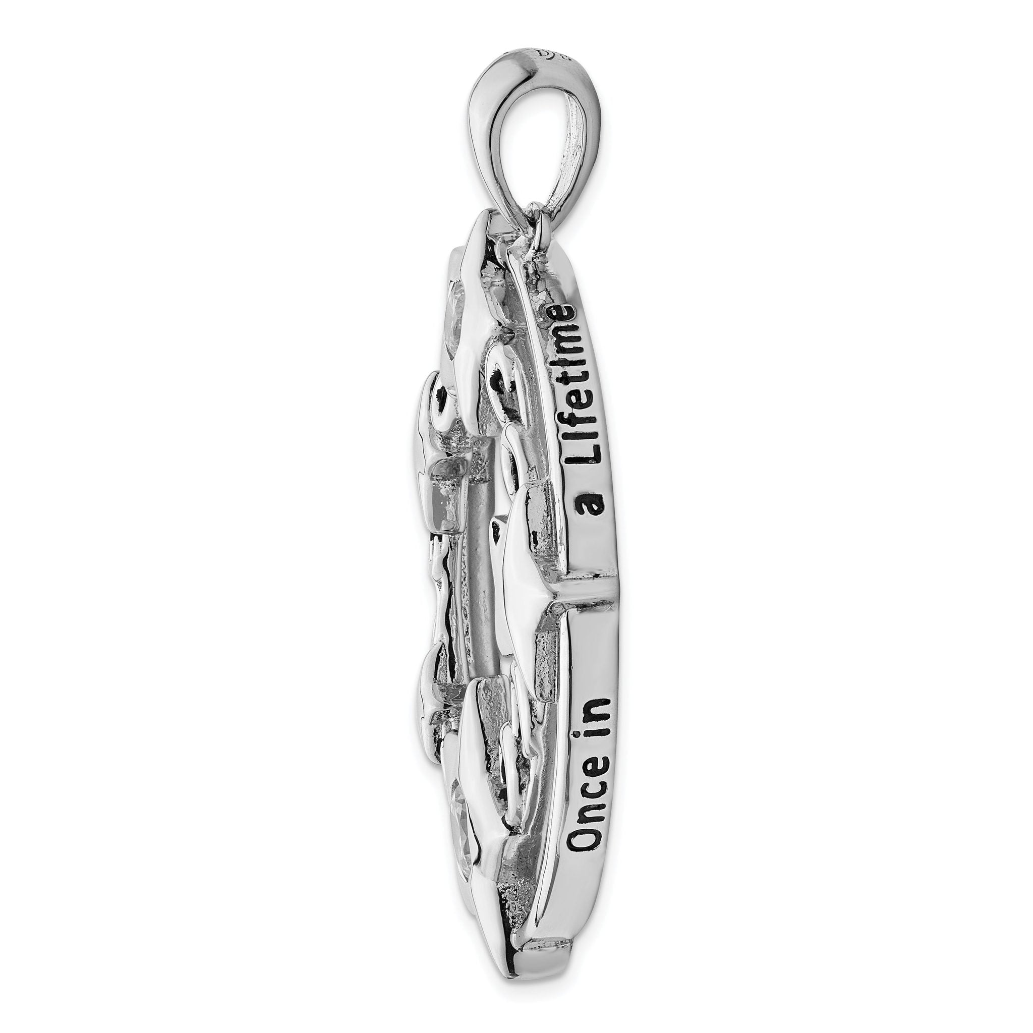 Sentimental Expressions Sterling Silver Rhodium-plated CZ Antiqued Once In A Lifetime 18in. Necklace Secondary image