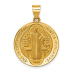 14K Polished & Satin St. Benedict Reversible Hollow Medal