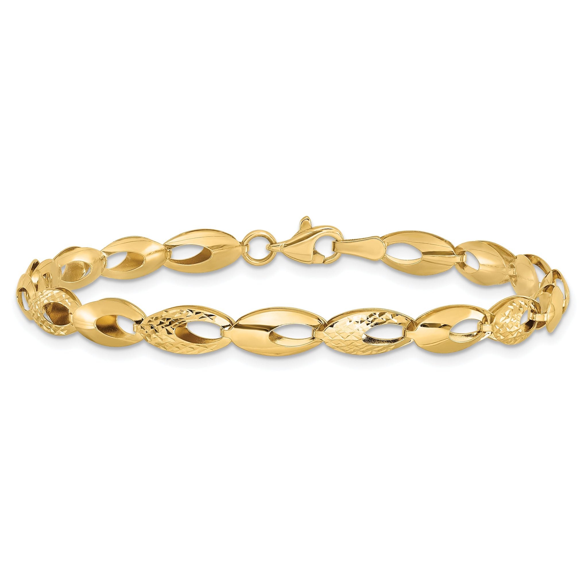 14K Polished and D/C Bracelet