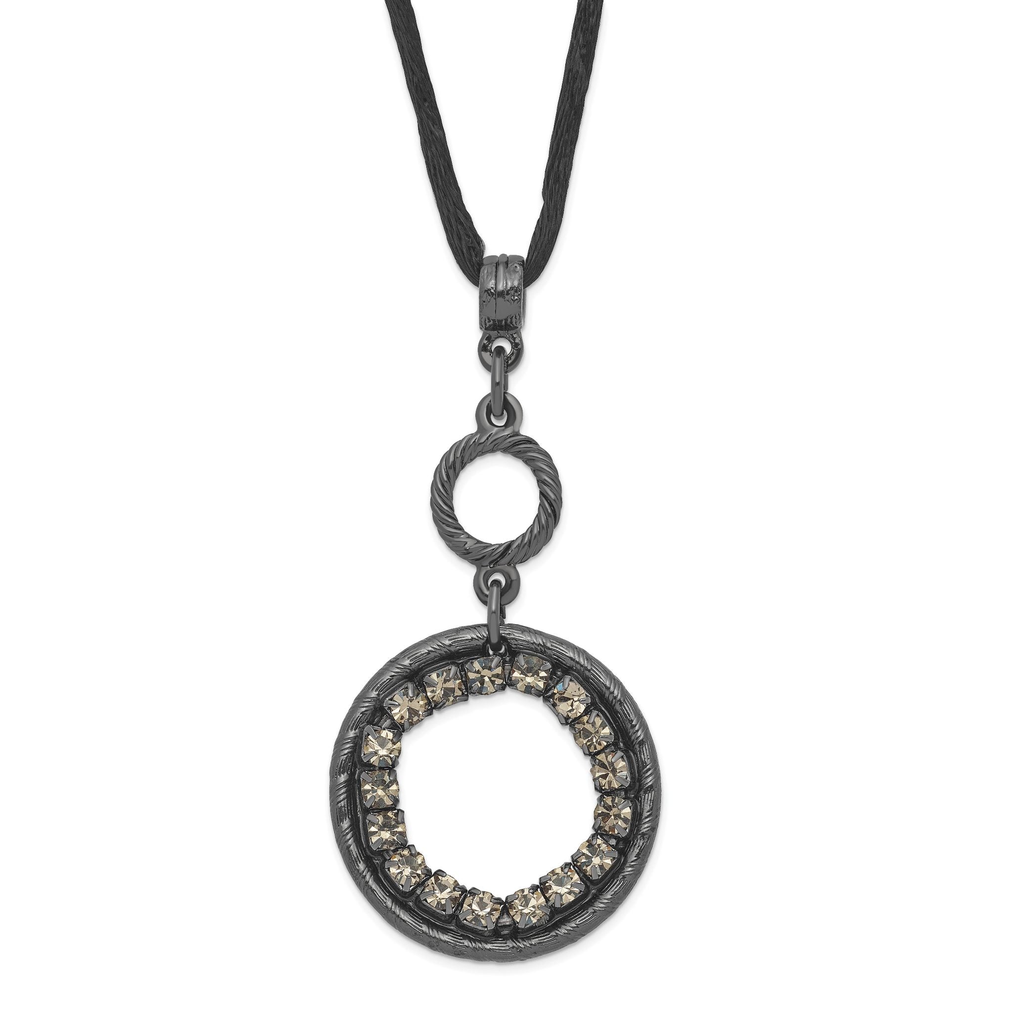Smoky Crystal Circle Necklace in Black-Plated Fashion Metal Main image