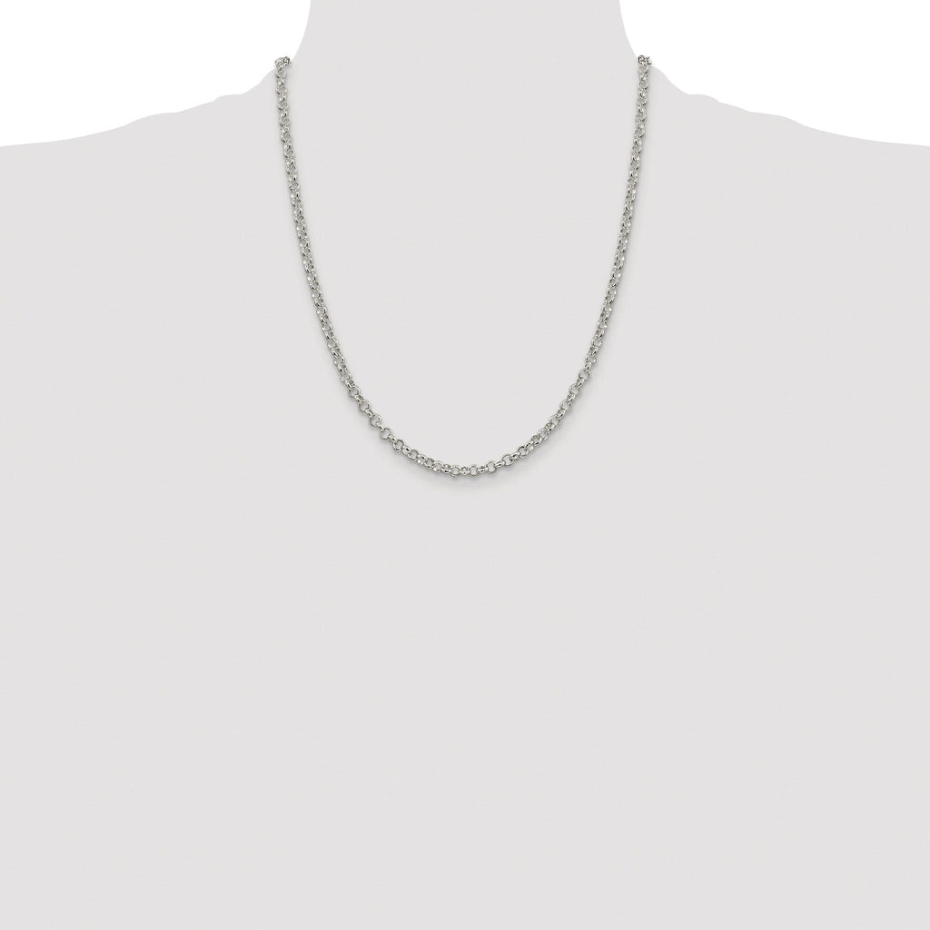 Polished Rolo Chain Necklace in Sterling Silver, 4mm