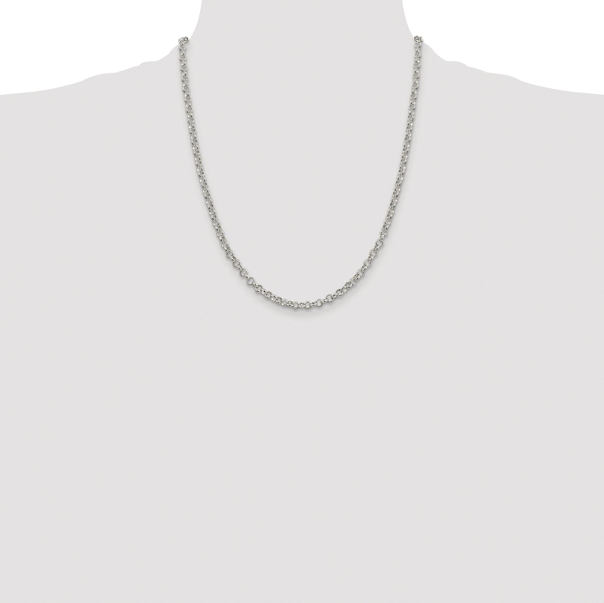 Polished Rolo Chain Necklace in Sterling Silver, 4mm