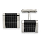 Black IP-Plated Laser Design Square Cufflinks in Stainless Steel