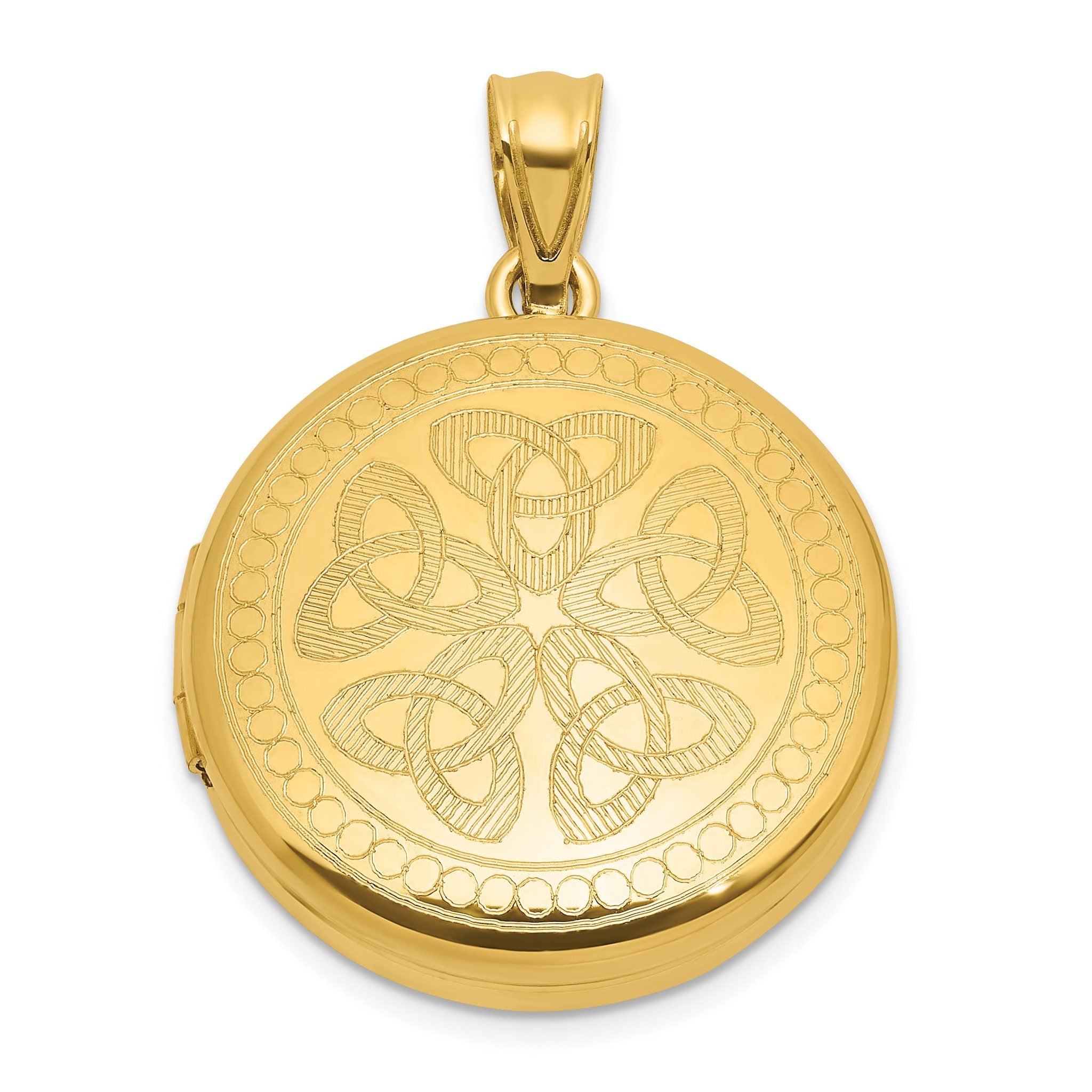 Sterling Silver Gold-plated Polished Front/Brushed Back Celtic Trinity 20mm Round Locket Main image