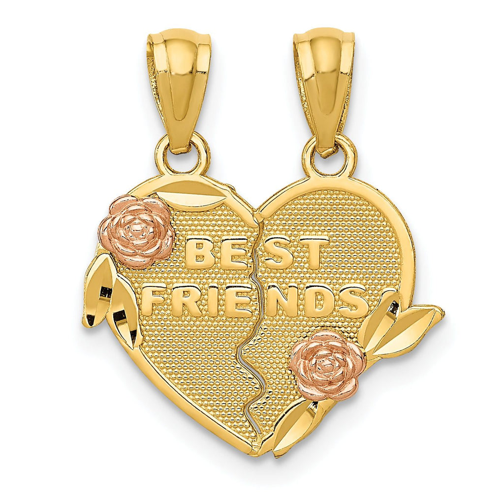 14K Two-Tone Best Friends Heart Pendant with Polished Finish