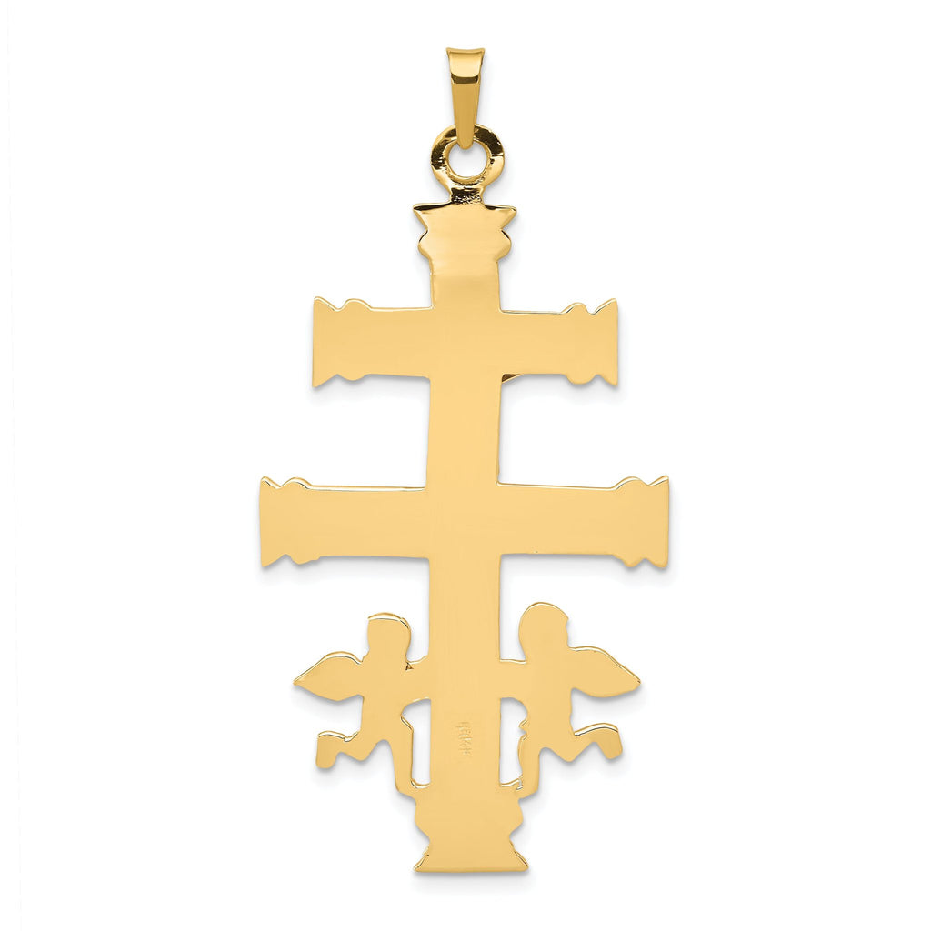 14K Two-Tone Gold Cara Vaca Crucifix Pendant: Solid, Elegant, Faith-Inspired Design