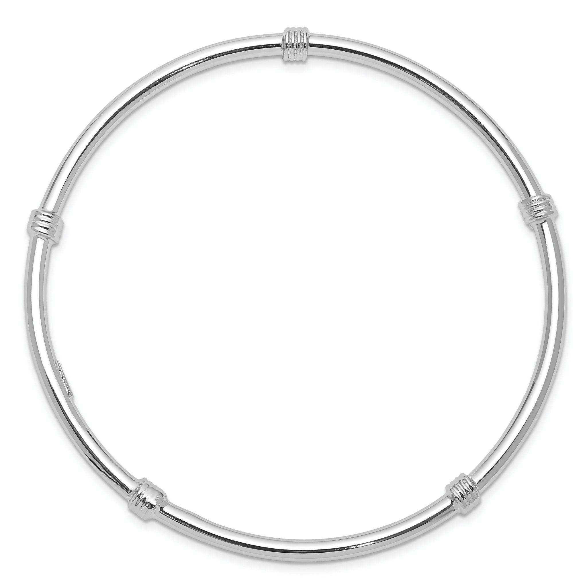 Sterling Silver Rhodium-Plated Women's Bangle with Polished Slip-On Design Secondary image