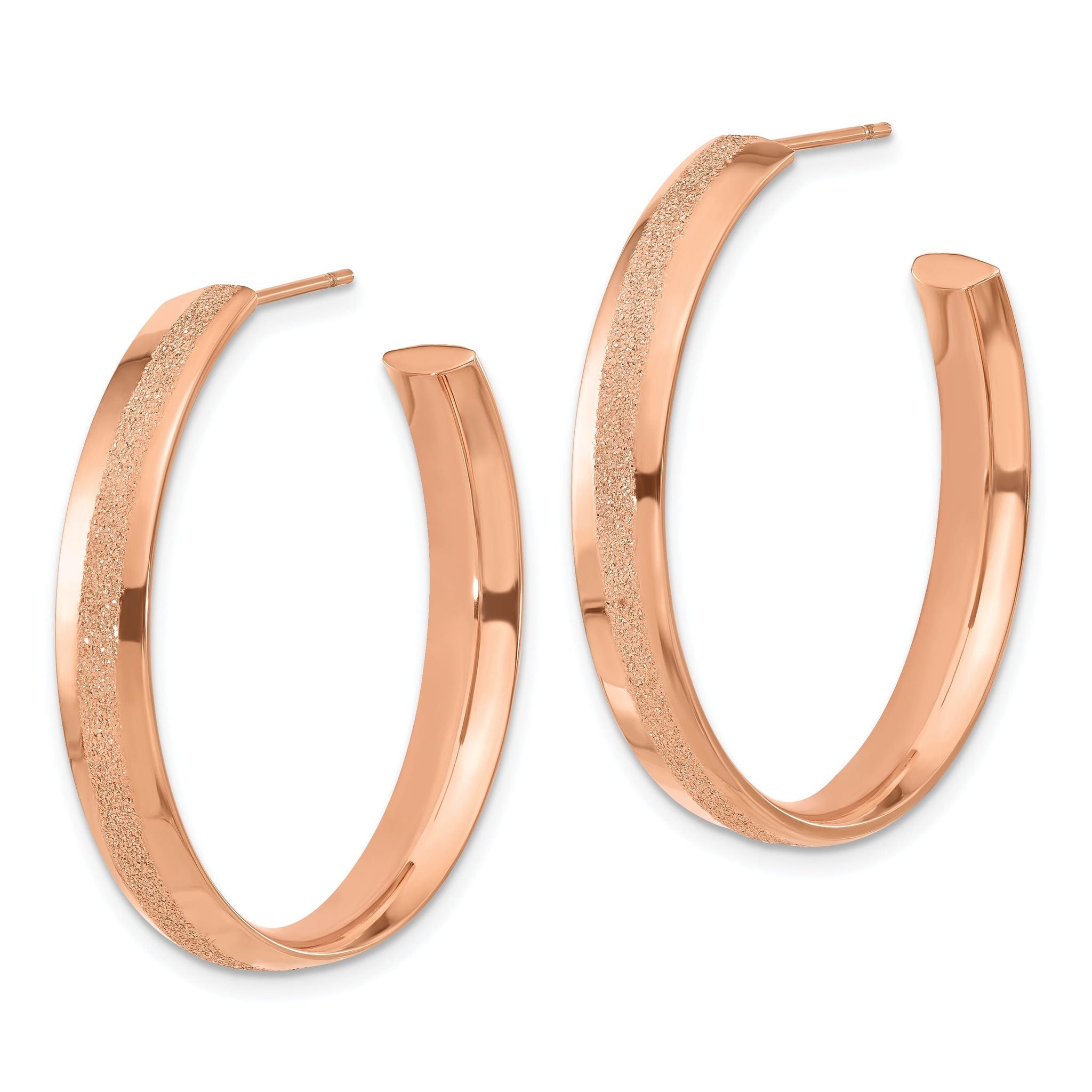 Stainless Steel Rose Gold-Tone Polished Round C-Hoop Earrings for Women Secondary image