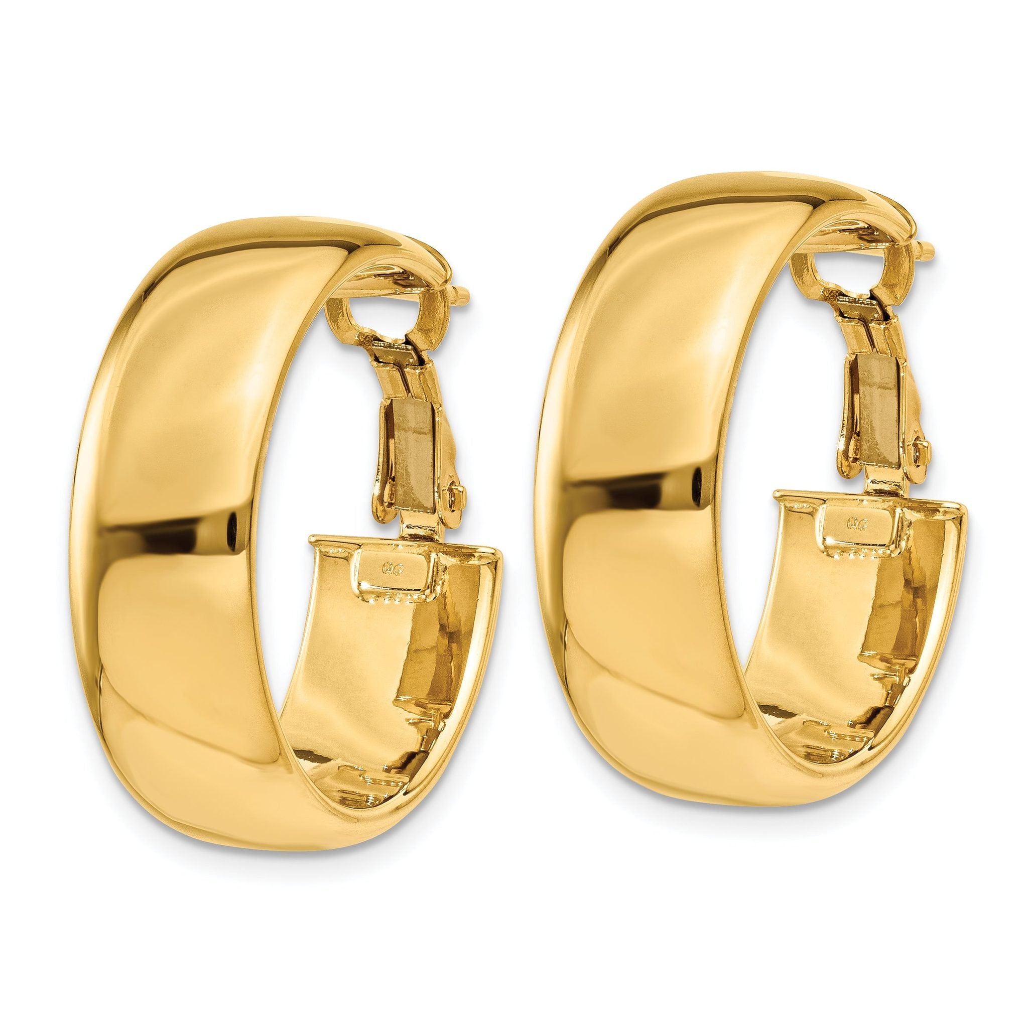 14k 7.75mm Omega Back Hoop Earrings Secondary image