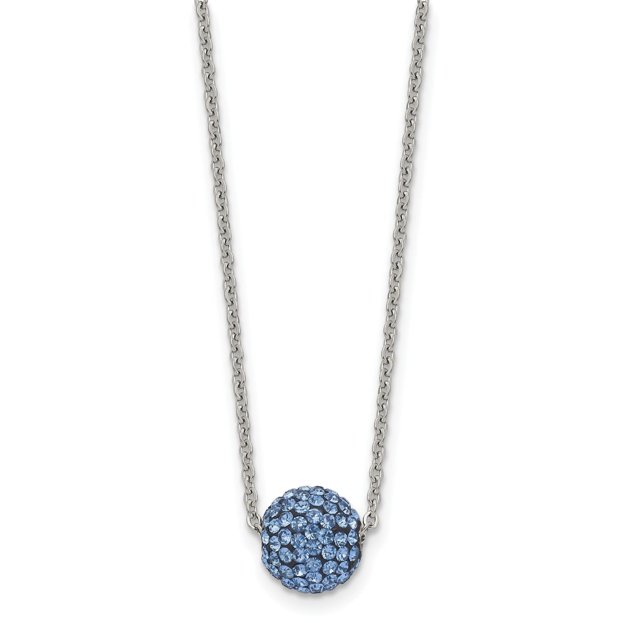 Blue Enamel & Crystal Necklace in Stainless Steel Main image