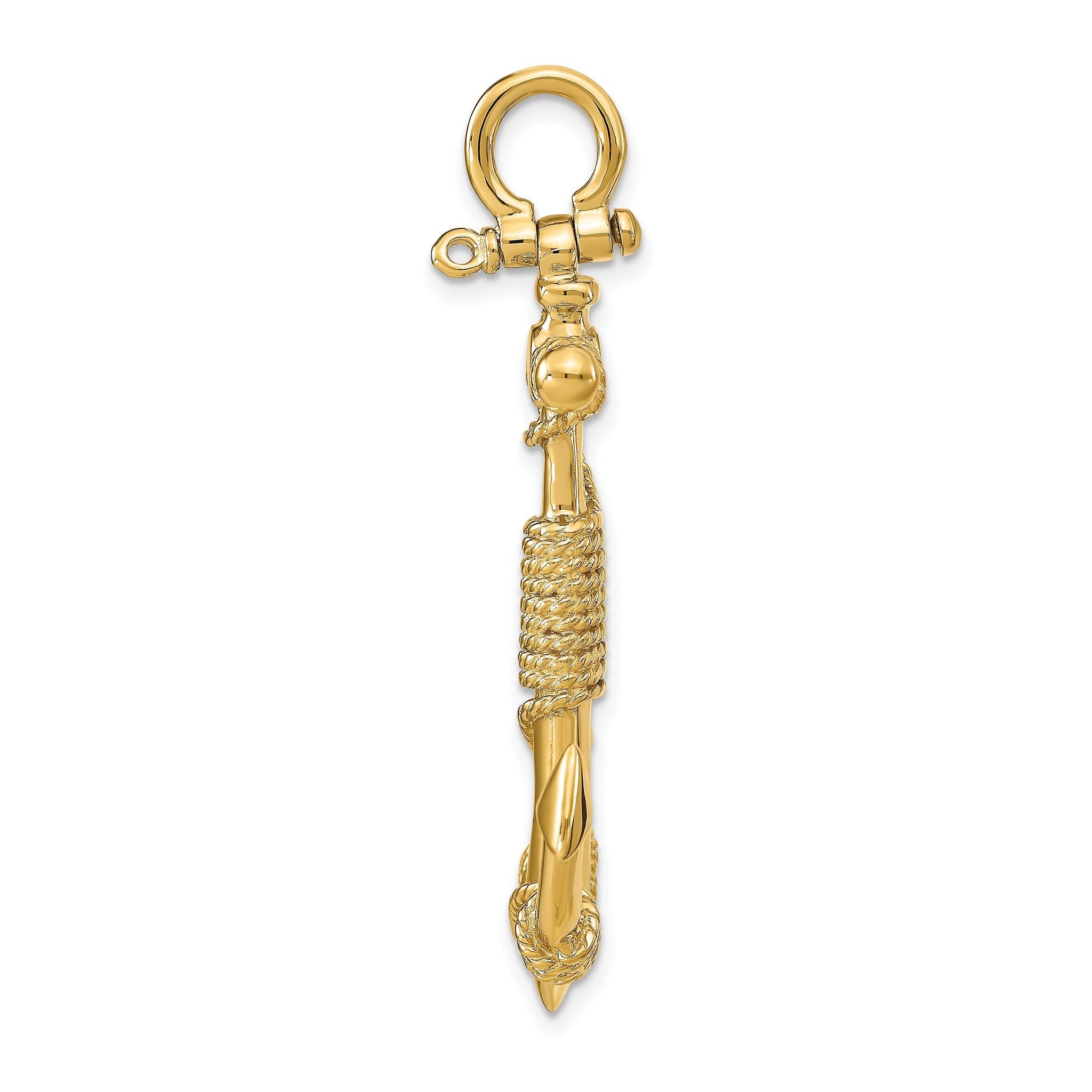 14K Gold Solid Anchor with Rope Pendant Casted, Bold Men's Design Secondary image