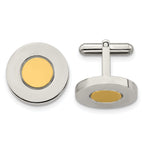 Stainless Steel & Gold-Tone Circle Cuff Links